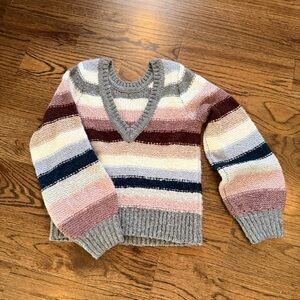 Abercrombie & Fitch Multicolor Striped V-Neck Sweater